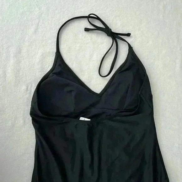 NEW One Piece Swimsuit Size M Black V-Neck Halter Open Back Tie Neck Elongate - Picture 4 of 6